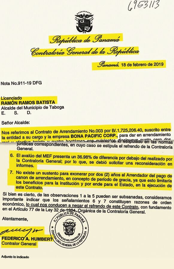 Contraloría no refrenda contrato para petrolera en isla Boná