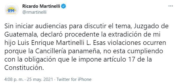 Guatemala autoriza la extradición a Estados Unidos de Luis Enrique Martinelli