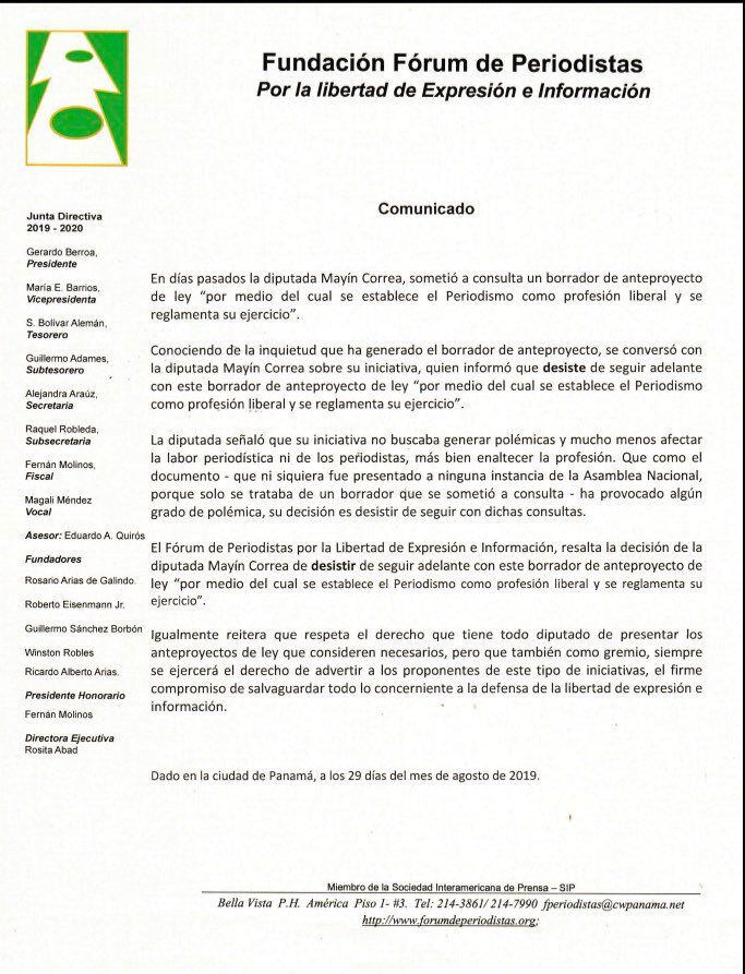 Diputada Correa desiste de iniciativa que regularía el periodismo; el Fórum se pronuncia
