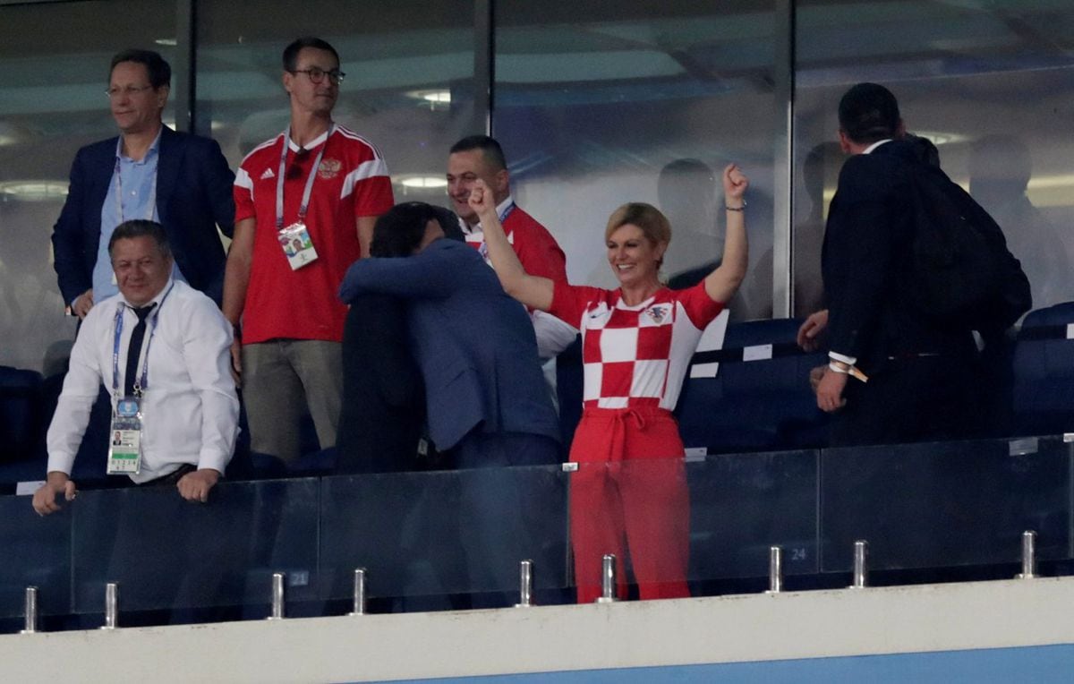 La presidenta de Croacia, la más fiel seguidora de la selección de su país