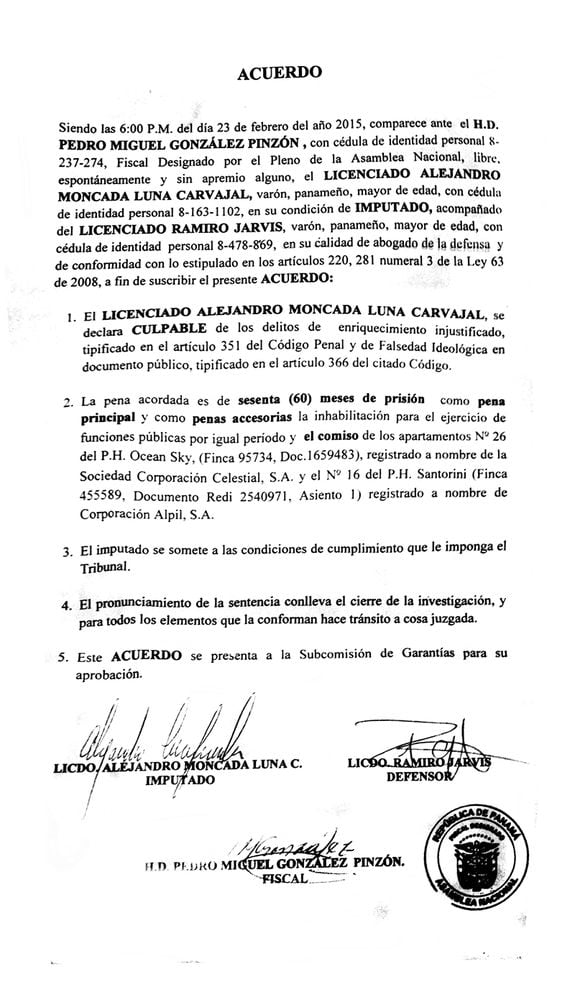 Alejandro Moncada Luna 'desiste' de acuerdo extrajudicial