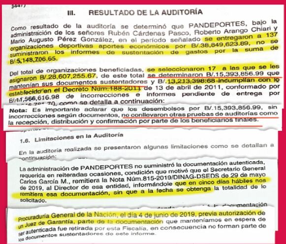 Auditoría del caso Pandeportes concluye sin lesión para el Estado