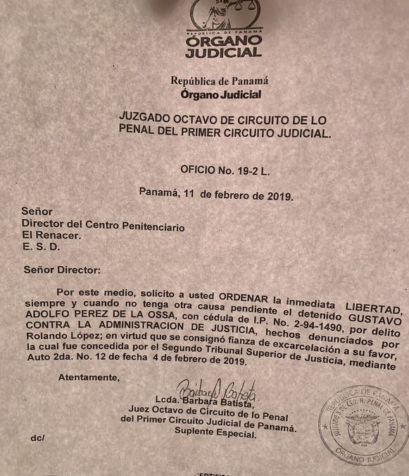 Gustavo Pérez, liberado de El Renacer