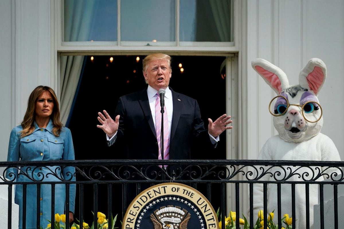 Melania y Donald Trump, en la carrera de huevos de Pascua en la Casa Blanca