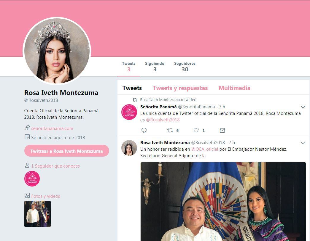 Esta es la cuenta oficial de Twitter de Rosa Montezuma