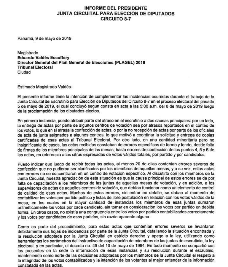 Presidente de la Junta Circuital del 8-7 relata algunas anomalías en la elaboración de actas